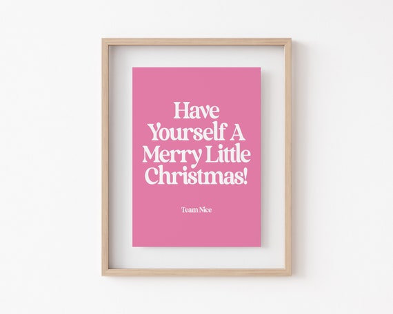 Pink Christmas Decor Merry Little Christmas Art Print