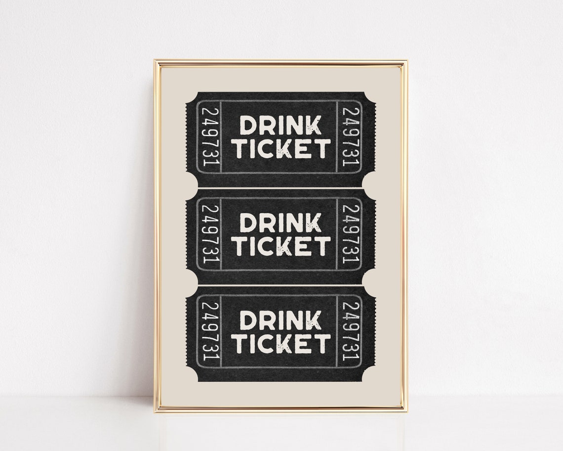 Drink Ticket Retro Bar Cart Art Print