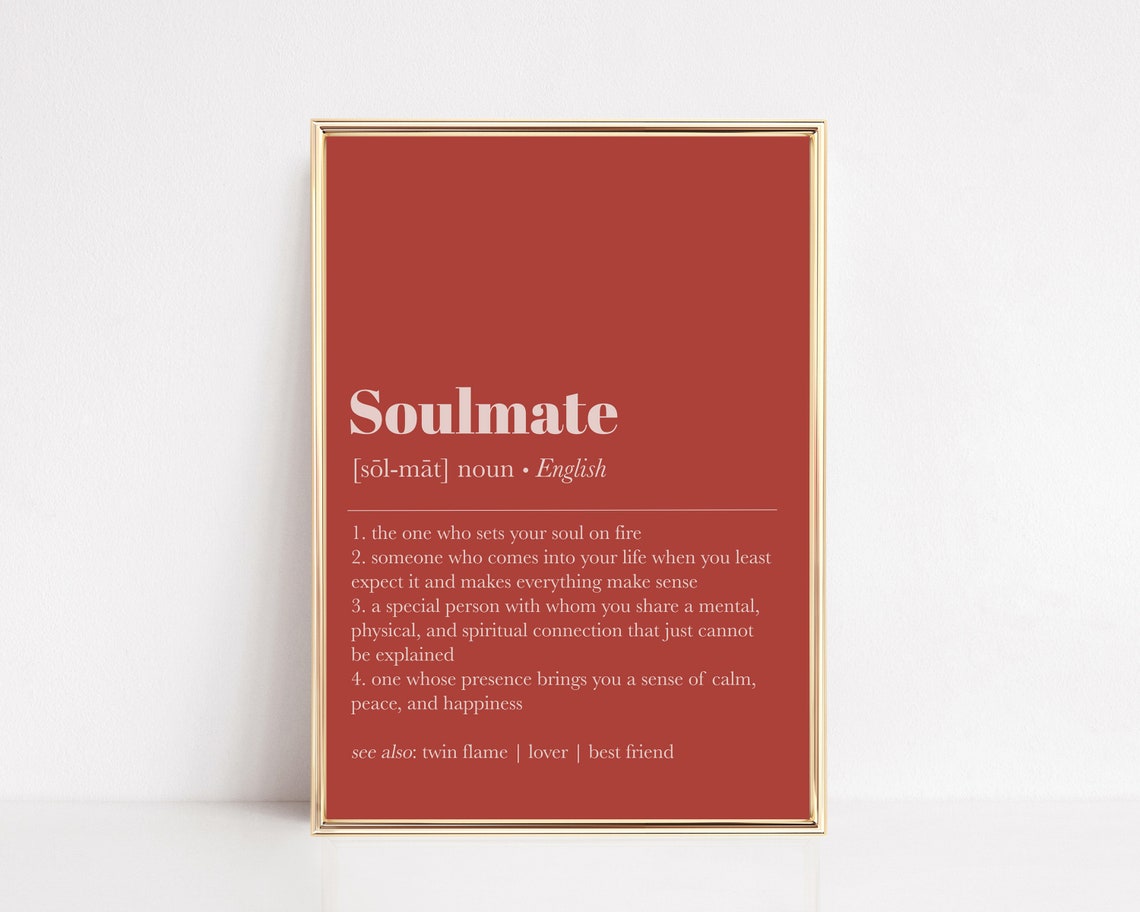 Soulmate Definition Terracotta Red Romantic Quote Typography Art Print