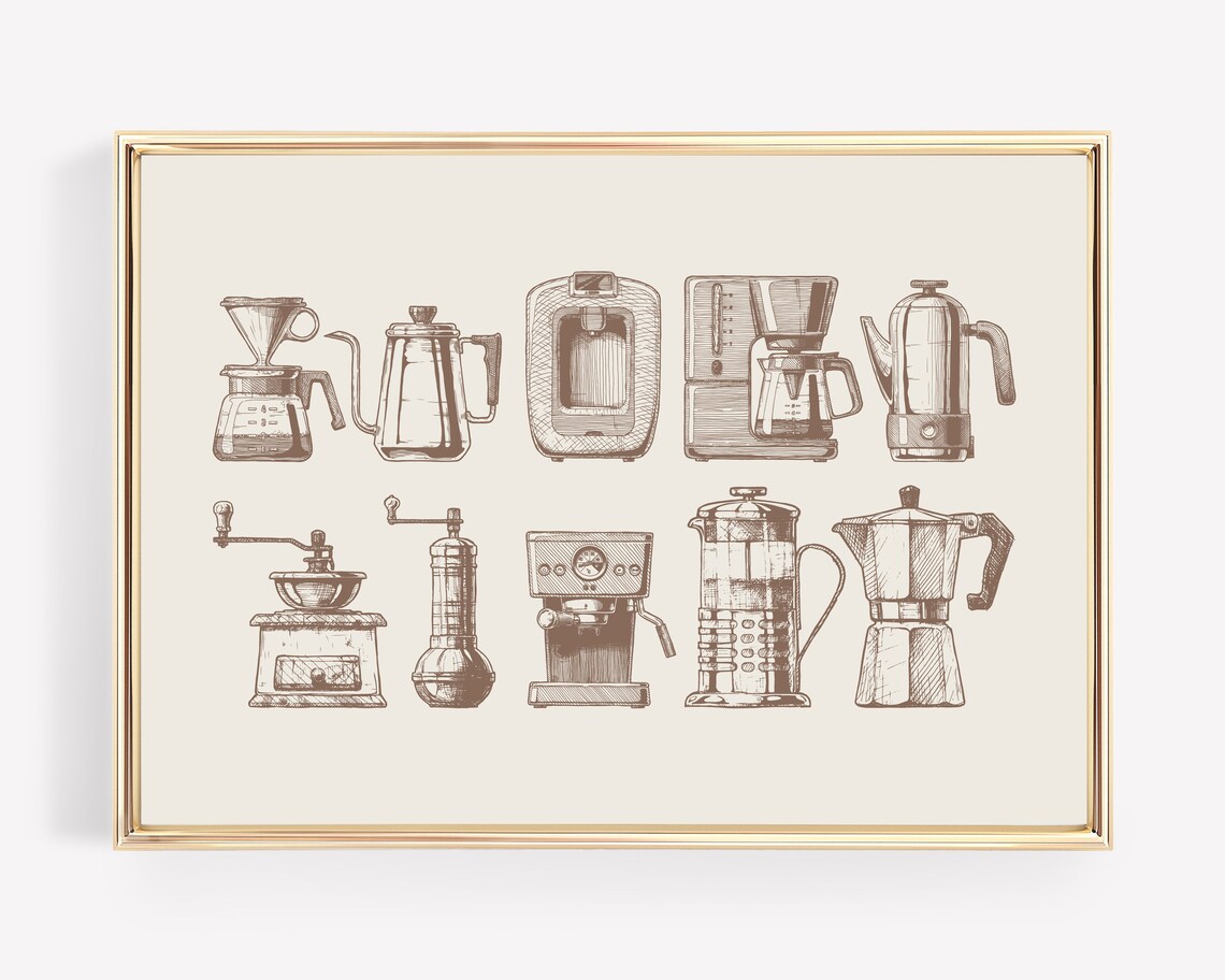 Coffee Wall Art, Modern Coffee Bar Art Print