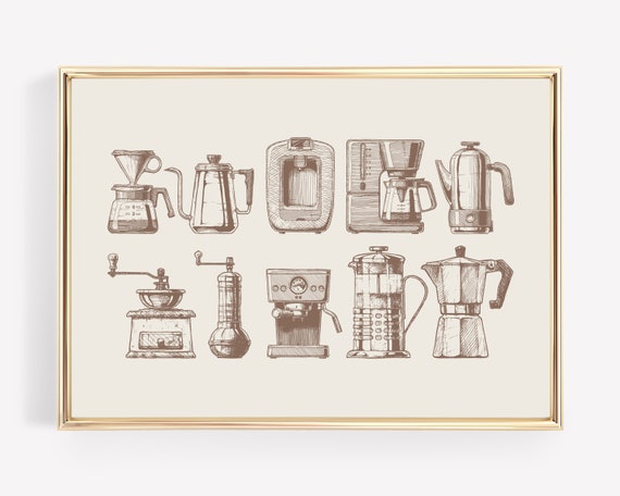 Coffee Wall Art, Modern Coffee Bar Art Print