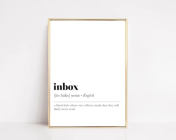 Funny Inbox Definition Art Print, Office Wall Art