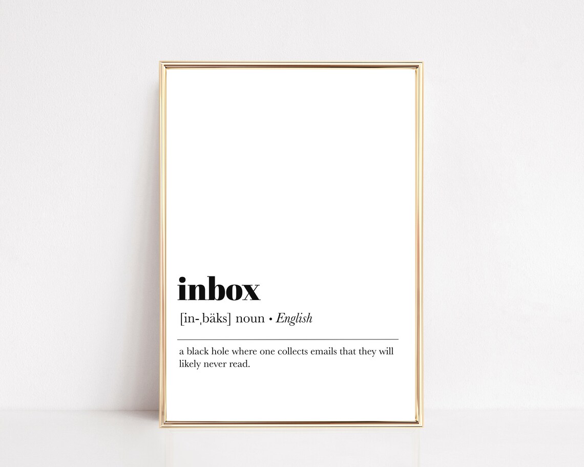 Funny Inbox Definition Art Print, Office Wall Art