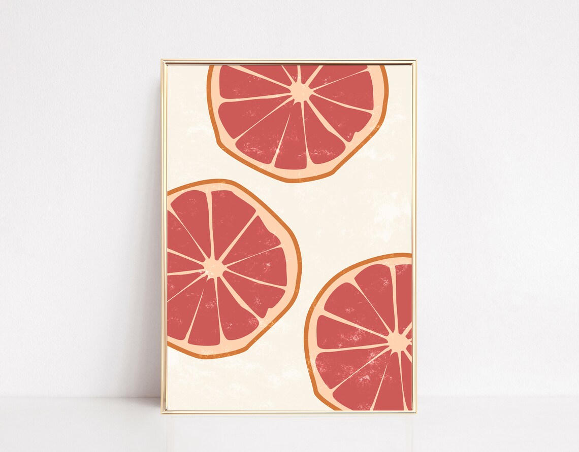 Grapefruit Kitchen Art Print, Modern Food Art