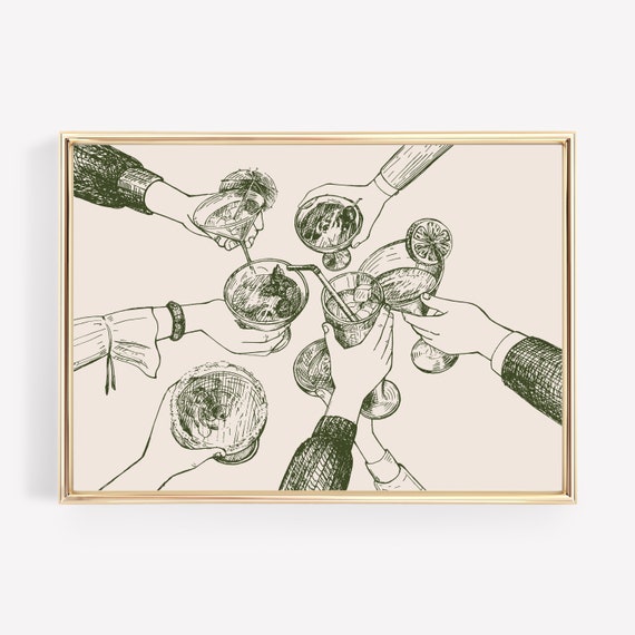 Aesthetic Cheers Bar Cart Decor Art Print