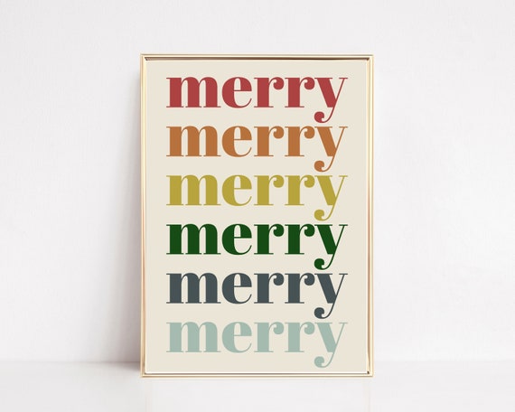 Merry Merry Merry Colorful Christmas Art Print