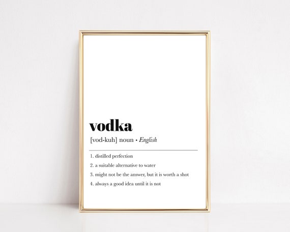 Vodka Definition Print, Bar Cart Decor Art Print