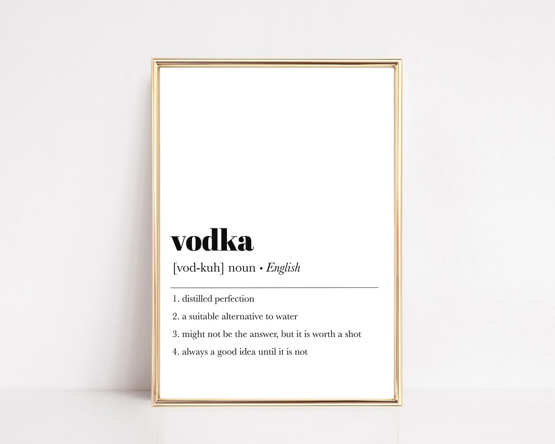 Vodka Definition Print, Bar Cart Decor Art Print
