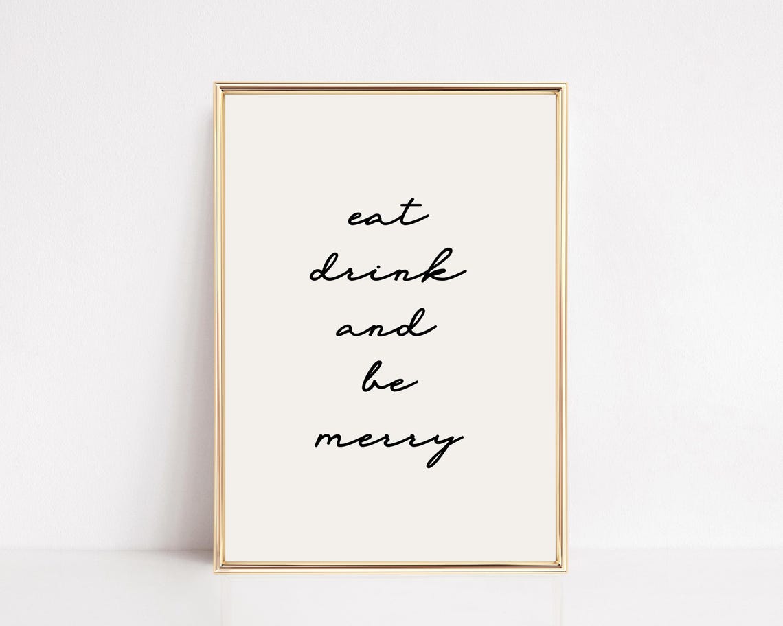 Eat Drink And Be Merry Elegant Script Christmas Decor Poster