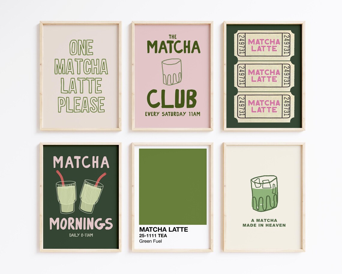 Matcha Cute Kitchen Art Print, Coffee Bar Decor - Image 4