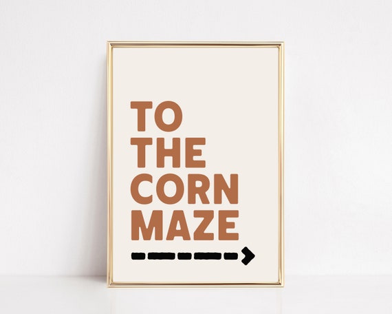 Fall Corn Maze Sign Art Print, Autumn Decor