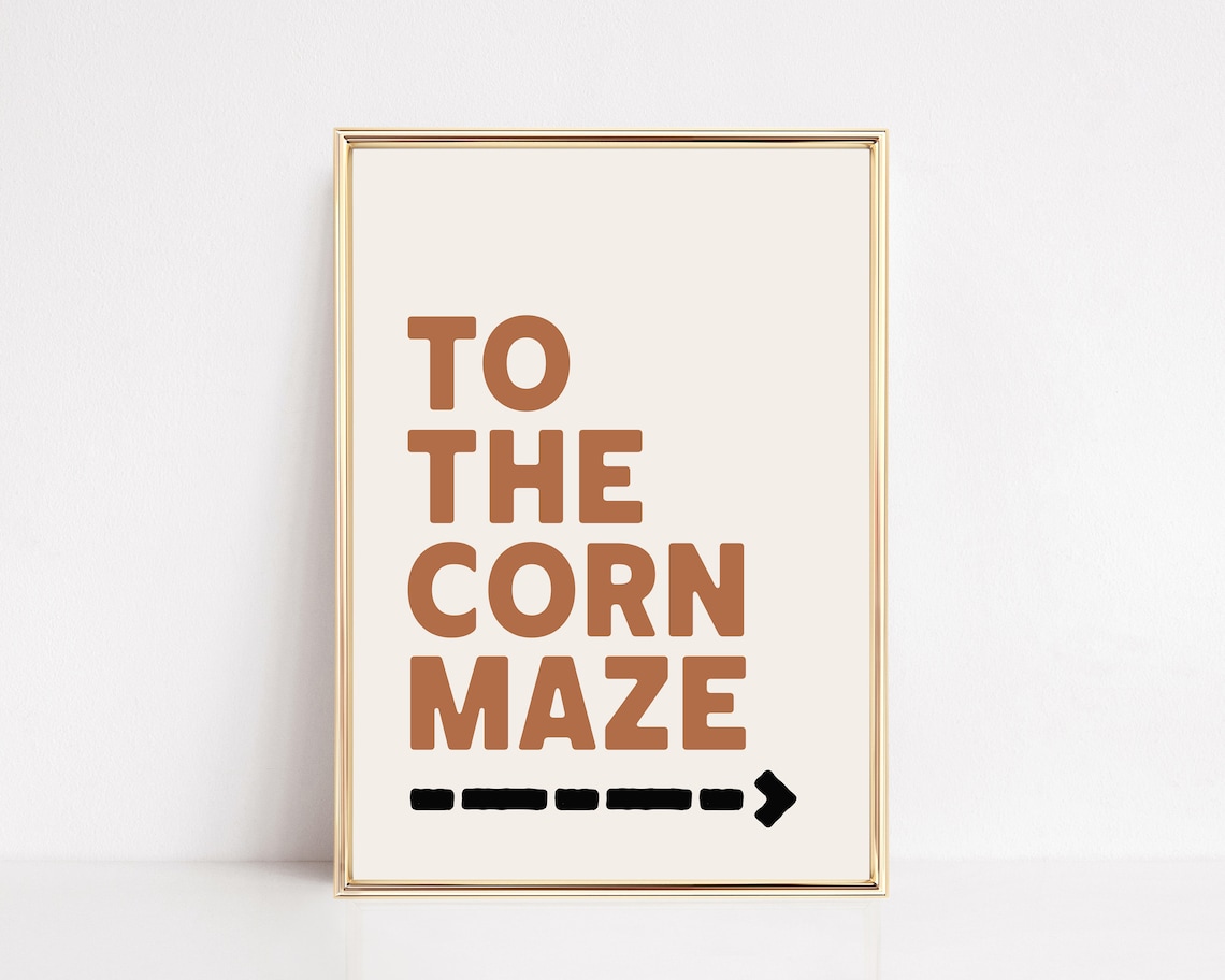 Fall Corn Maze Sign Art Print, Autumn Decor