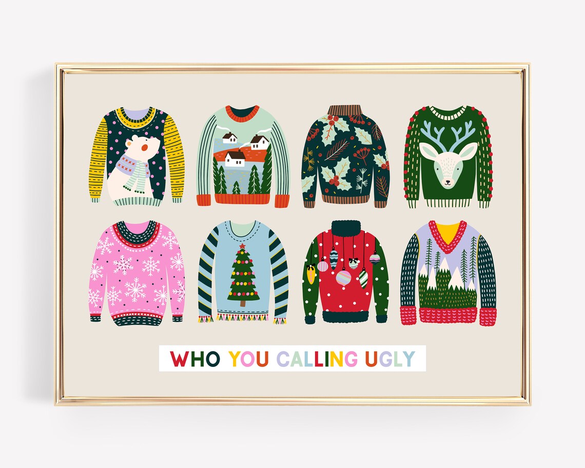 Christmas Ugly Sweater Holiday Wall Art Print