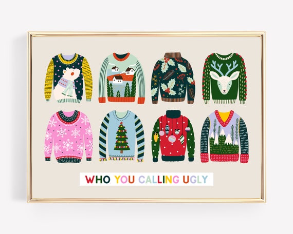 Christmas Ugly Sweater Holiday Wall Art Print