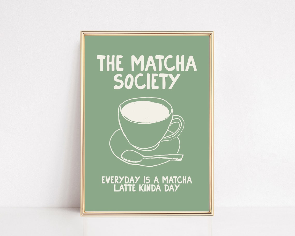The Matcha Society Sage Green Kitchen Decor Poster for Matcha Lovers