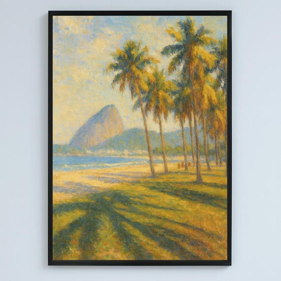 Flamengo Beach Print Impressionist Rio De Janeiro Art 600 Dpi