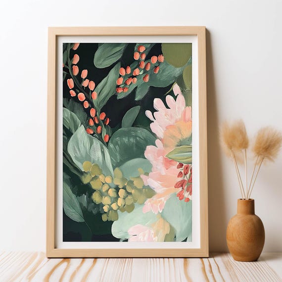 Floral Midnight Garden Art Print, Matisse Flowers