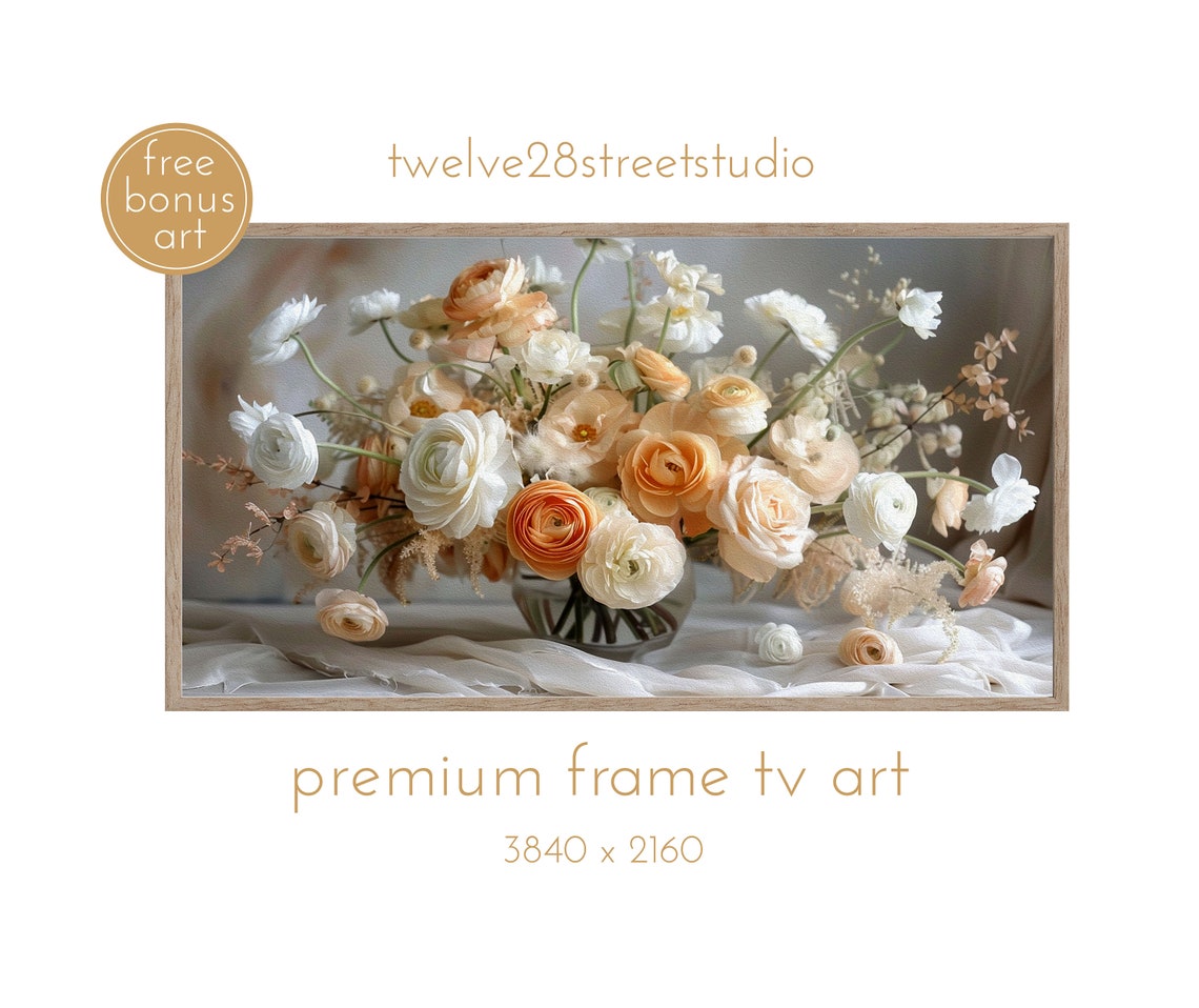 Frame Tv Art Mothers Day Frame Tv Bouquet In Vase Spring Tv Art Mothers Day Tv Art Tv Flowers Tv Spring Coral Floral