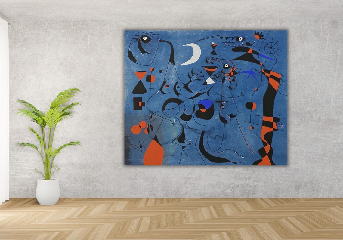 Joan Miro Blue Surrealist Moon Stars Constellation Art Poster - Image 3