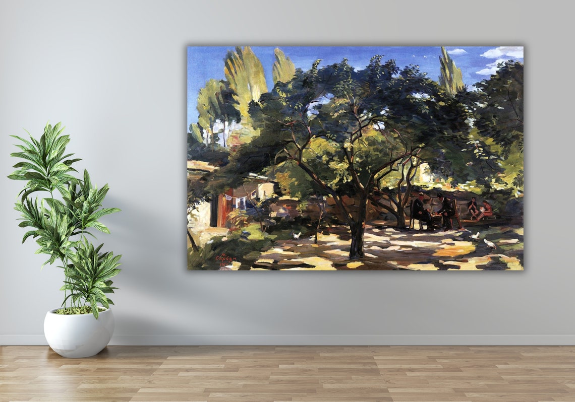 Impressionist Garden Terrace Shaded Trees Courtyard Art Poster - Image 2