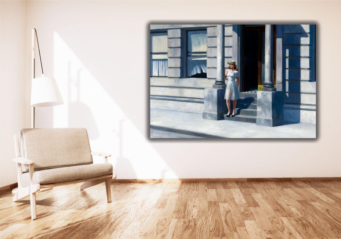 Edward Hopper Summertime Woman On Brownstone Steps Realism Poster - Image 2