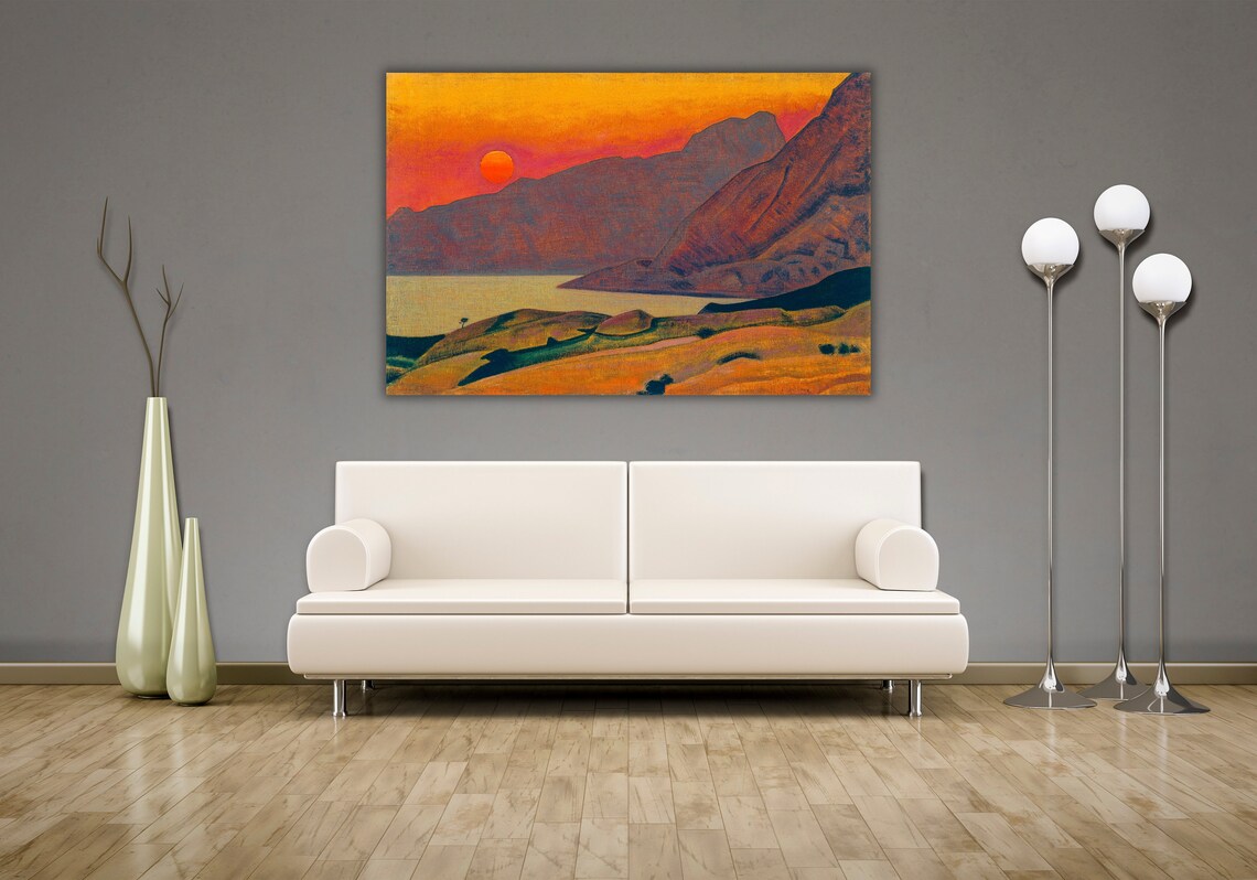 Nicholas Roerich Himalayan Sunset Mountain Landscape Golden Art Poster - Image 2