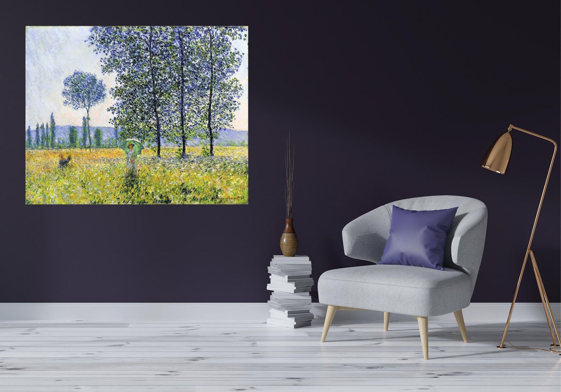Claude Monet Green Parasol Flower Meadow Impressionist Poster - Image 3