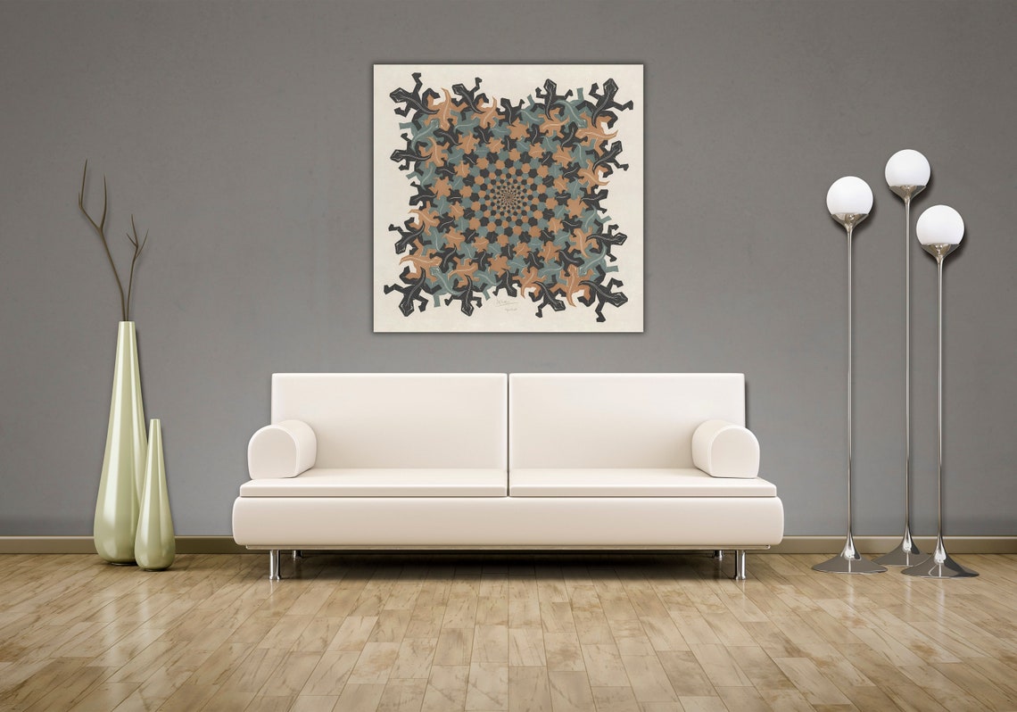 M C Escher Development III Lizard Tessellation Spiral Geometric Poster - Image 2