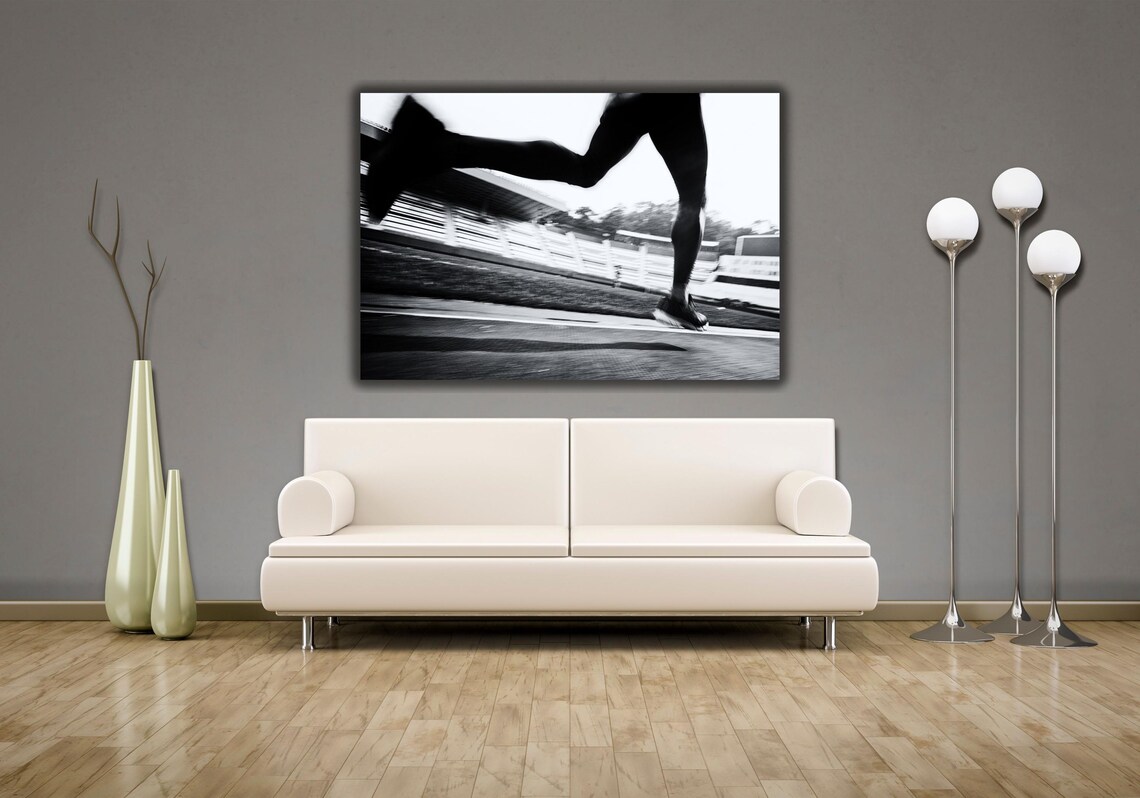 Black and White Sprinter Legs Track Motion Sports Photography Poster - Image 2