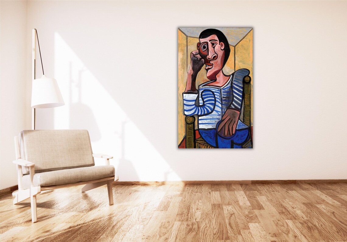 Pablo Picasso The Sailor 1943 Cubist Striped Shirt Portrait Art Poster - Image 2