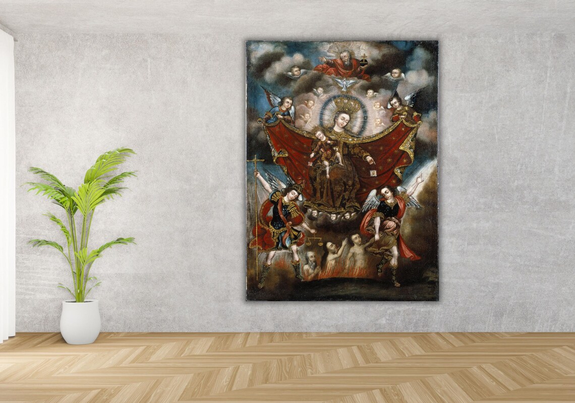 Our Lady of Mount Carmel Archangels Souls Colonial Religious Art Poster - Image 3