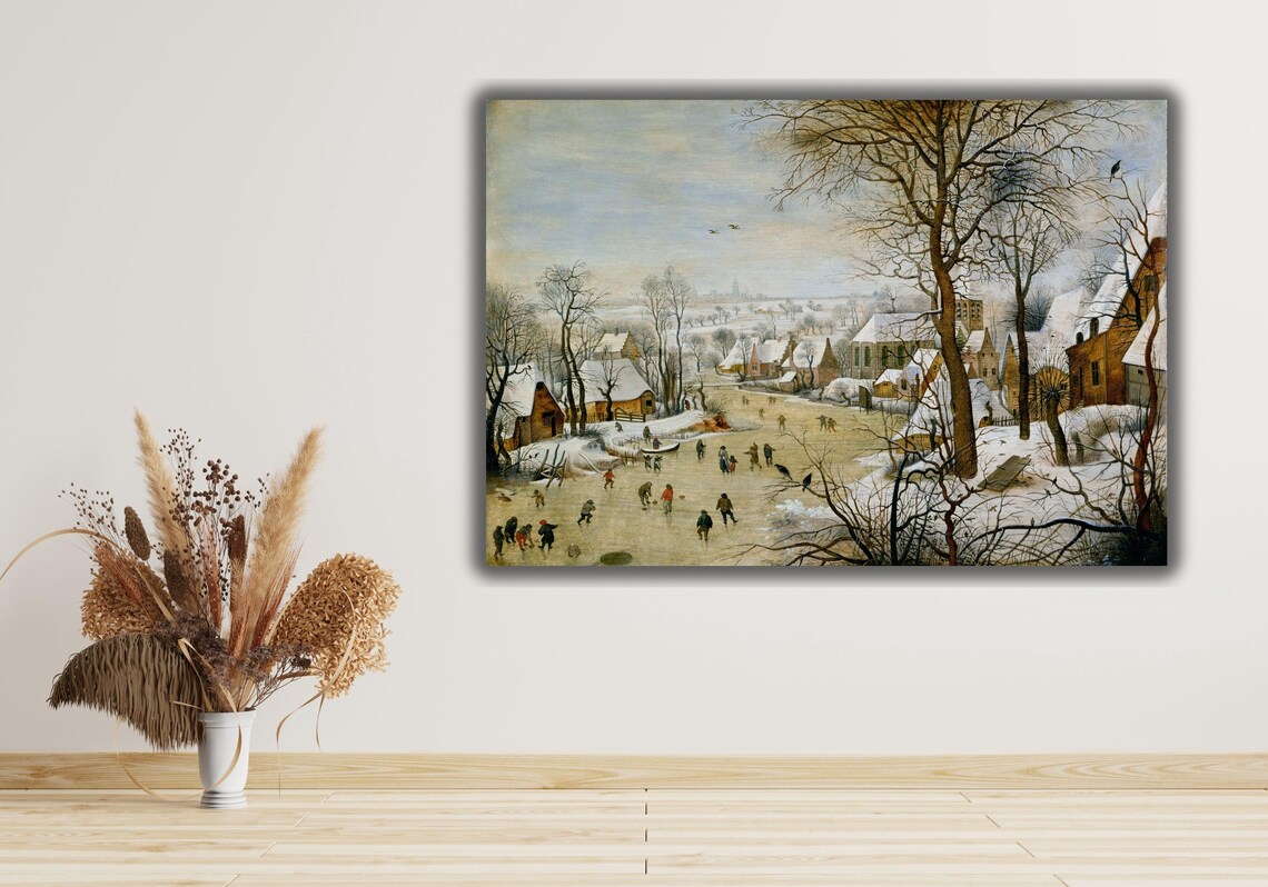 Pieter Bruegel Winter Landscape Snowy Village With Skaters Poster - Image 2