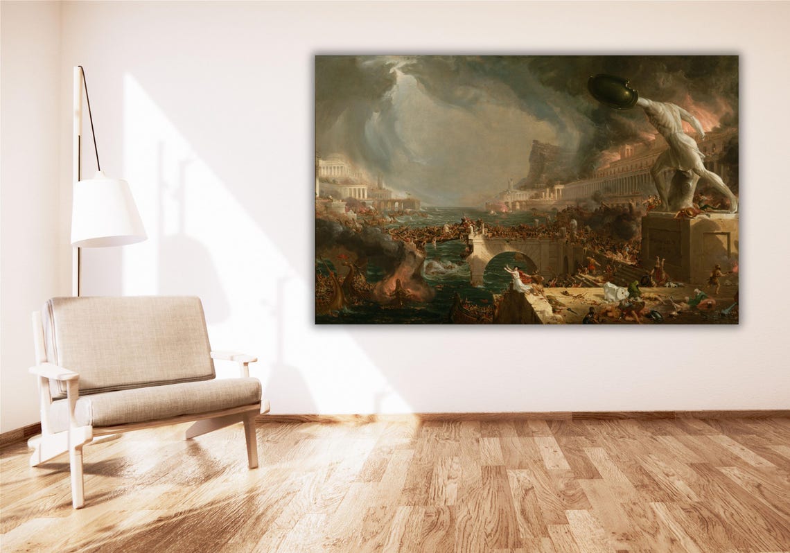 Thomas Cole The Course of Empire Destruction Burning City Poster - Image 2