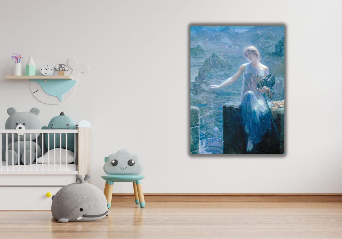 Edward Robert Hughes Valkyries Vigil Sword Maiden Moonlit Sea Poster - Image 2