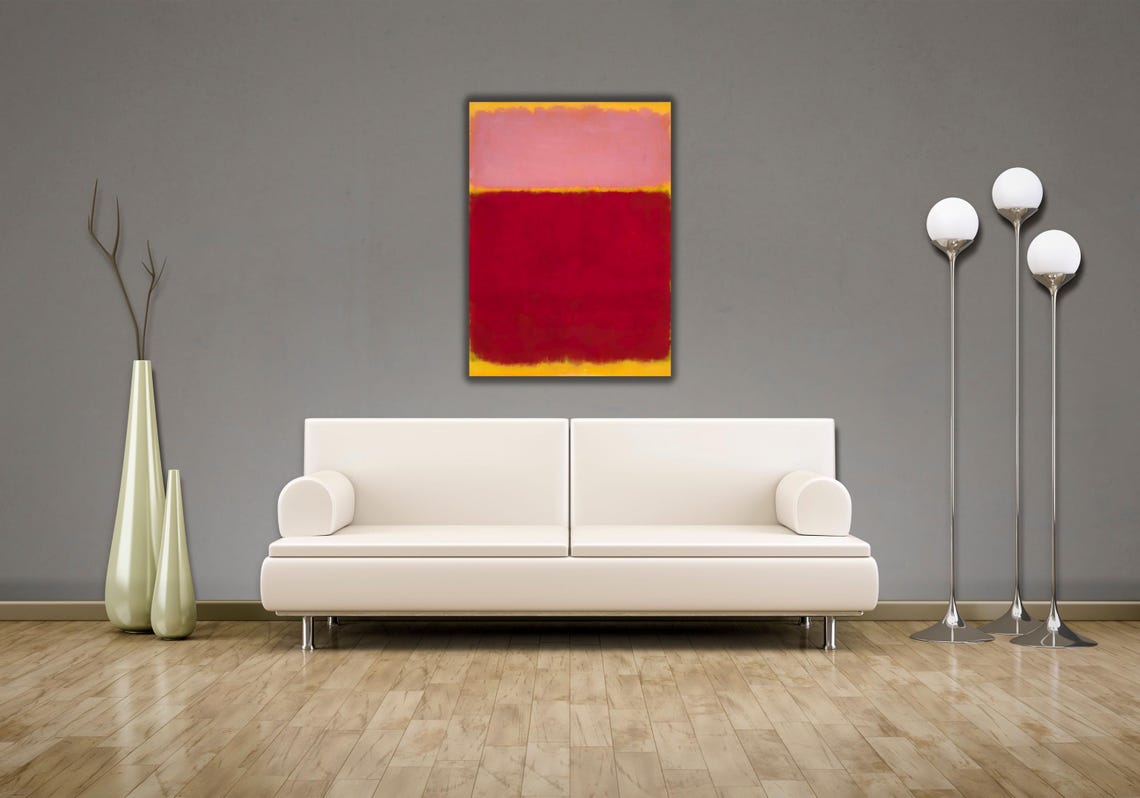 Red Pink and Gold Color Field Abstract Expressionist Art Poster - Image 2