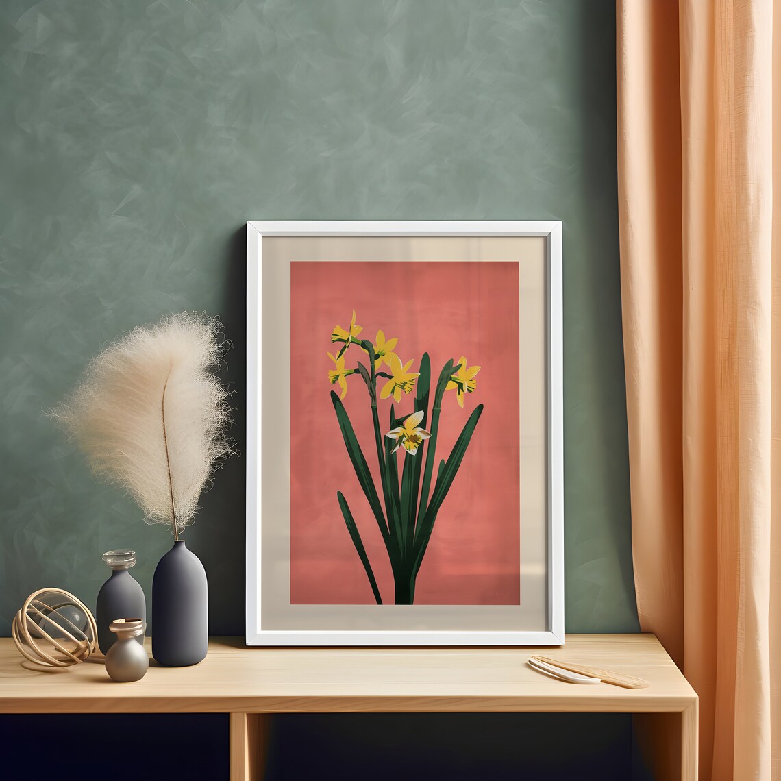 March Daffodils Botanical Print, Personalized Floral Art - Image 3