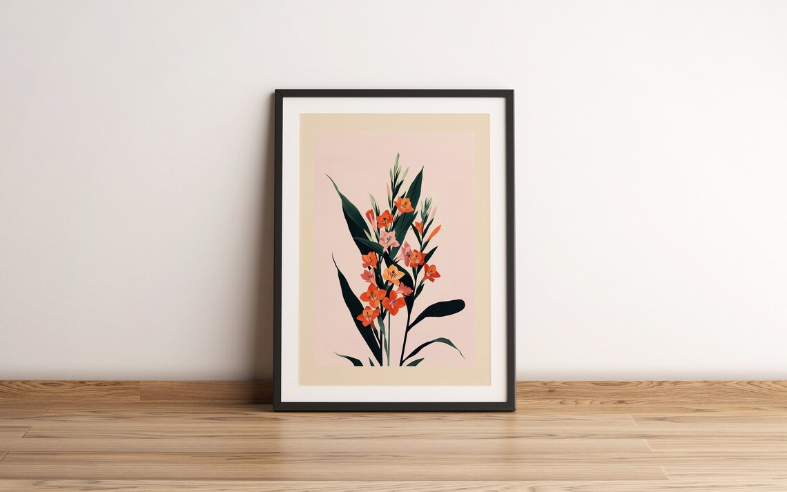 August Gladiolus Birth Flower Botanical Art Print - Image 3