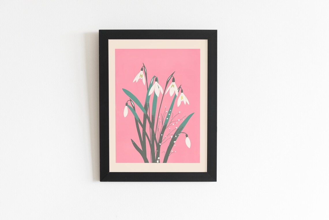 January Birth Flower Snow Drop Botanical Art Print - Image 4