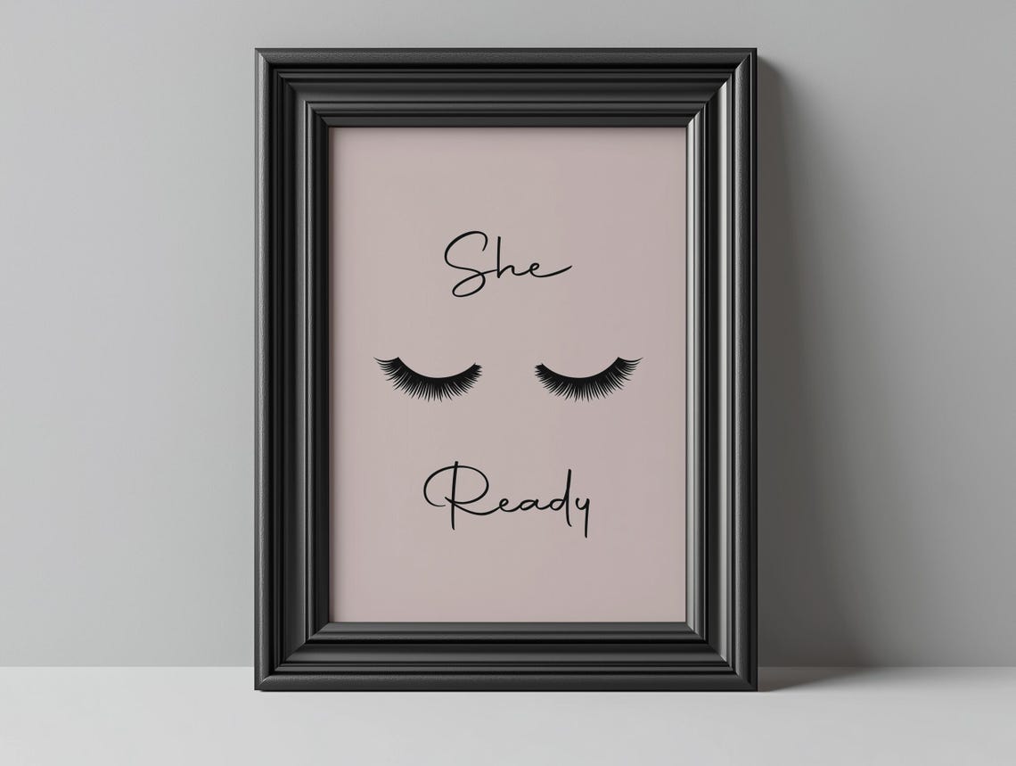 She Ready Pink Lashes Print Funny Bedroom Wall Art Dorm Decor Bathroom Poster Trendy Preppy Apartment Makeup Poster - Image 2