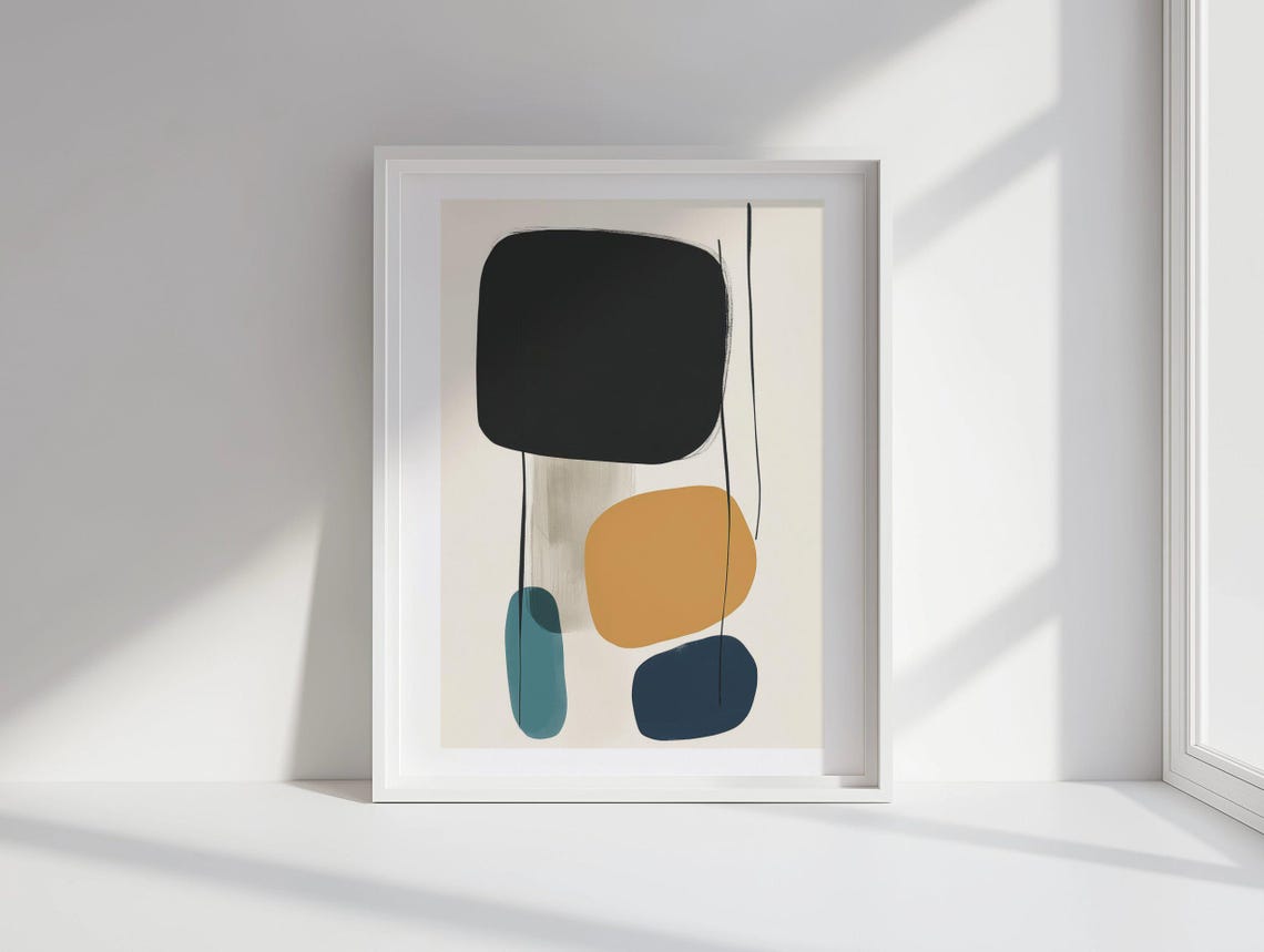 Black and Mustard Modern Abstract Geometric Shapes Minimalist Poster - Image 4