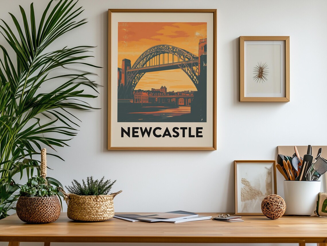 Newcastle Vintage Travel Poster England Retro Print Europe Vacation Painting Uk Tourist Wall Art Mid Century Decor - Image 2