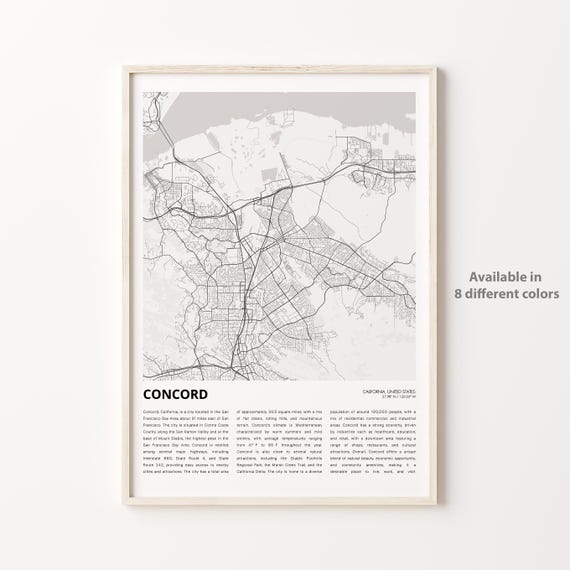 Concord Map Print Travel Wall Decor Art Housewarming Gift