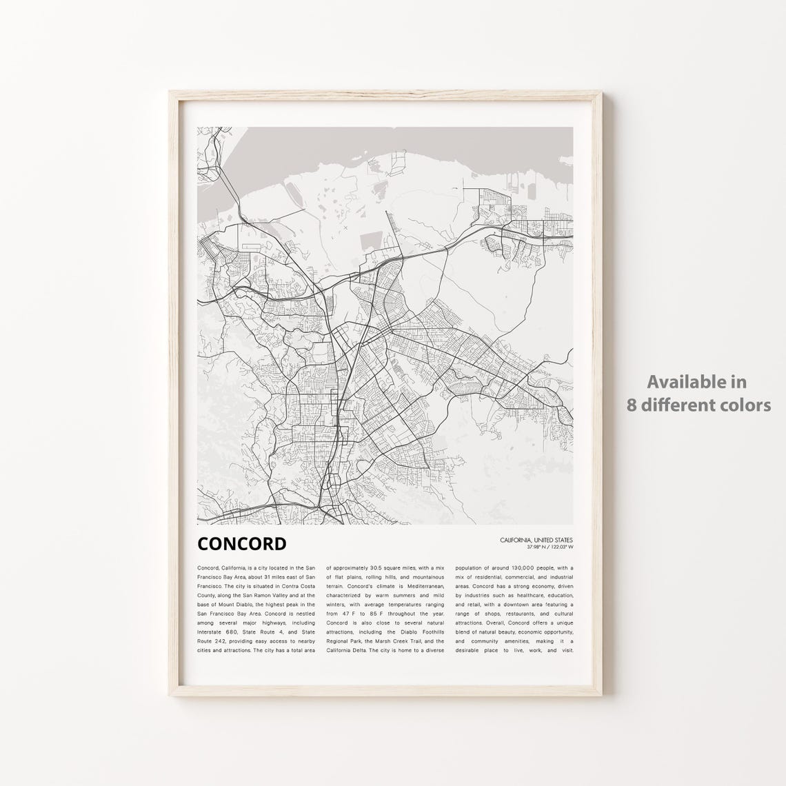 Concord Map Print Travel Wall Decor Art Housewarming Gift