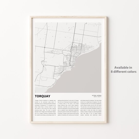 Torquay Victoria Australia Minimalist City Map Travel Art Print