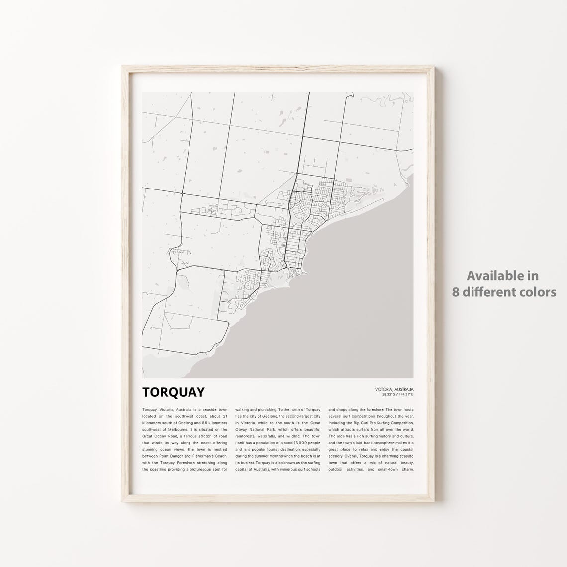 Torquay Victoria Australia Minimalist City Map Travel Art Print