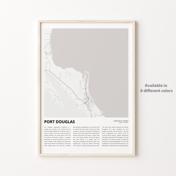 Port Douglas Queensland Elegant Minimal Street Map Coastal Poster