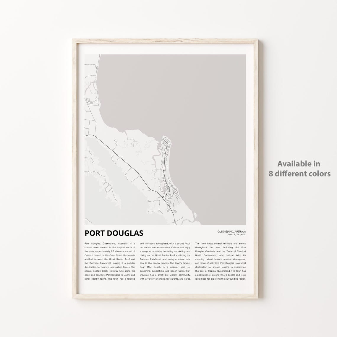Port Douglas Queensland Elegant Minimal Street Map Coastal Poster