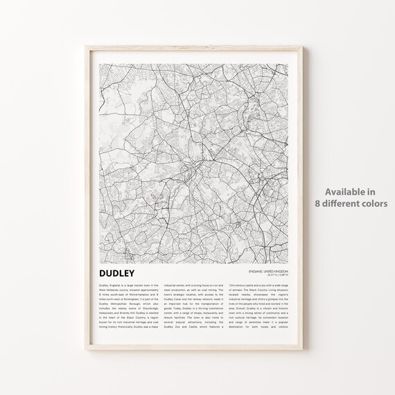 Dudley England Minimalist City Map With Historic Text Detail Wall Poster