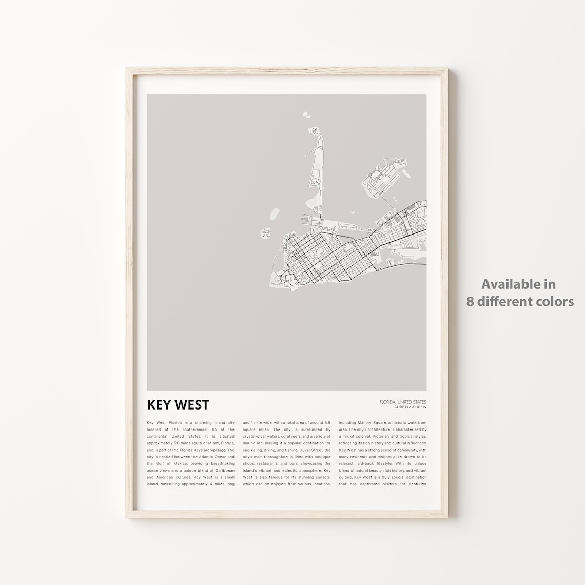 Key West Florida Southernmost Island Minimalist Map Travel Poster