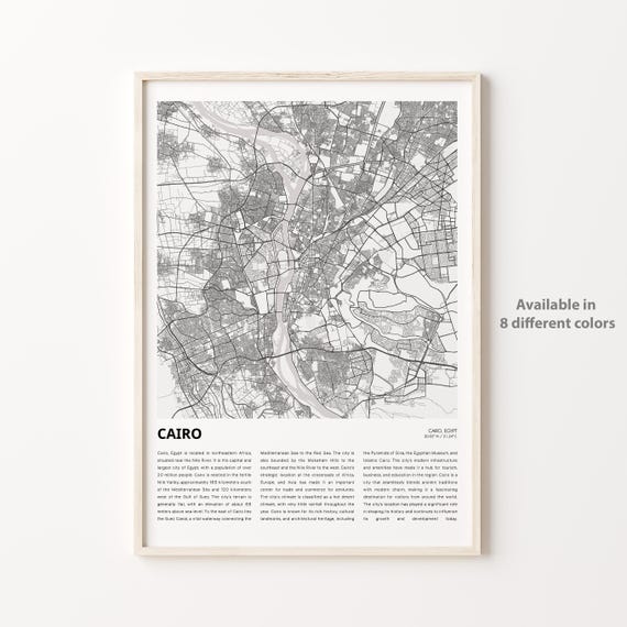 Cairo Map Print Travel Wall Decor Art Housewarming Gift